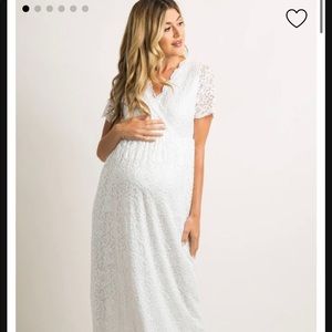 PinkBlush White Lace Maternity Maxi Dress | like new